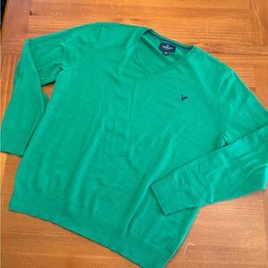American Eagle Outfitters Green V-Neck Sweater